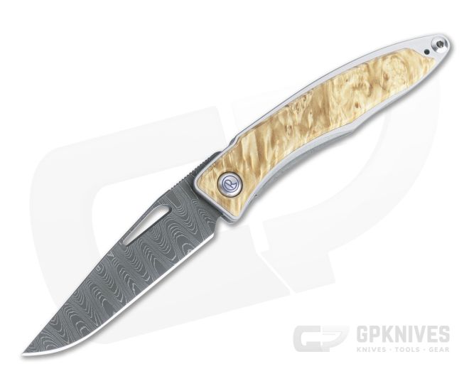 Chris Reeve Mnandi Box Elder Ladder Damascus Frame Lock Folder - CRK-MNA-1012