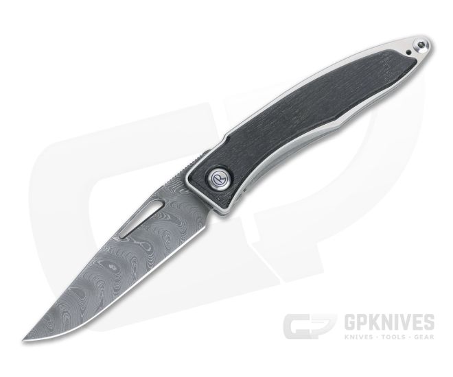 Chris Reeve Mnandi Bog Oak Boomerang Damascus Frame Lock Folder 001 - CRK-MNA-1116-001