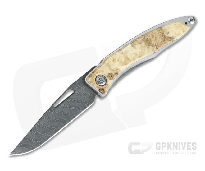 Chris Reeve Mnandi Box Elder Boomerang Damascus Frame Lock Folder MNA-1118-001 - CRK-MNA-1118-001