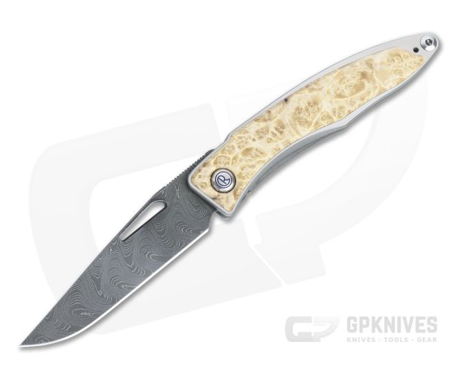 Chris Reeve Mnandi Box Elder Boomerang Damascus Frame Lock Folder 003 - CRK-MNA-1118-003