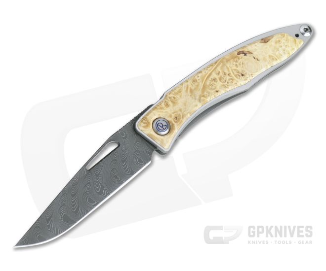 Chris Reeve Mnandi Box Elder Boomerang Damascus Frame Lock Folder MNA-1118 - CRK-MNA-1118