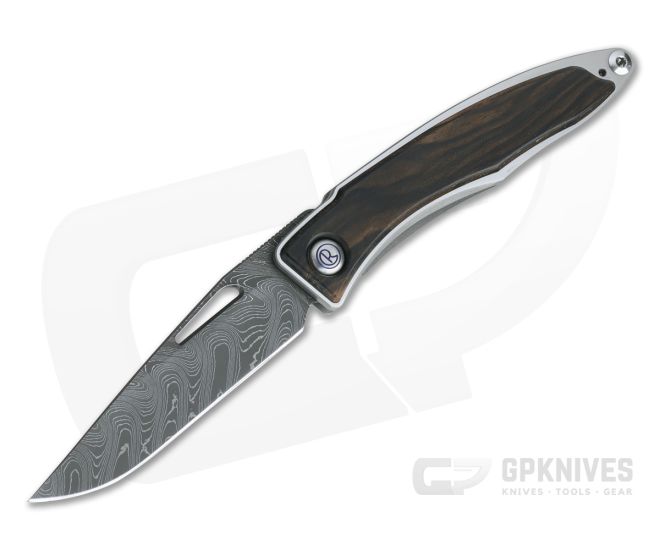 Chris Reeve Mnandi Macassar Ebony Boomerang Damascus Frame Lock Folder MNA-1120-001 - CRK-MNA-1120-001