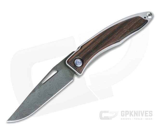 Chris Reeve Mnandi Macassar Ebony Boomerang Damascus Frame Lock Folder MNA-1120-002 - CRK-MNA-1120-002