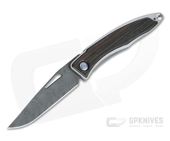 Chris Reeve Mnandi Macassar Ebony Boomerang Damascus Frame Lock Folder MNA-1120 - CRK-MNA-1120