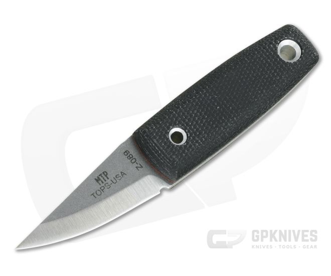 TOPS Knives Mini Tanimboca Puukko Tumbled 1095 Black Canvas Micarta Neck Knife MPUK-01 - TP-MPUK-01