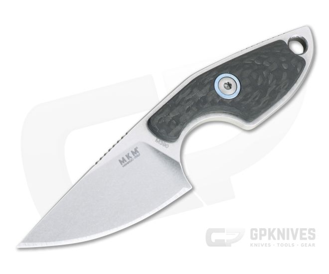 MKM Mikita Mikro 1 Vox Drop Point Stonewashed M390 Carbon Fiber Neck Knife MR01-CF - MKM-MR01-CF