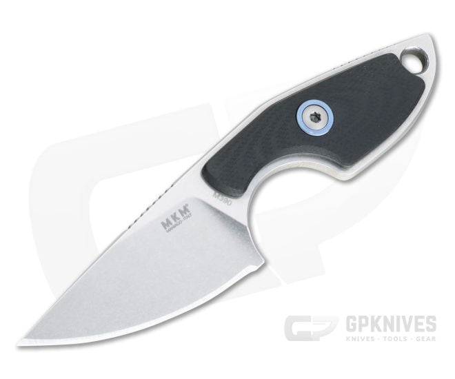 MKM Mikita Mikro 1 Vox Drop Point Stonewashed M390 Black G10 Neck Knife MR01-GBK - MKM-MR01-GBK