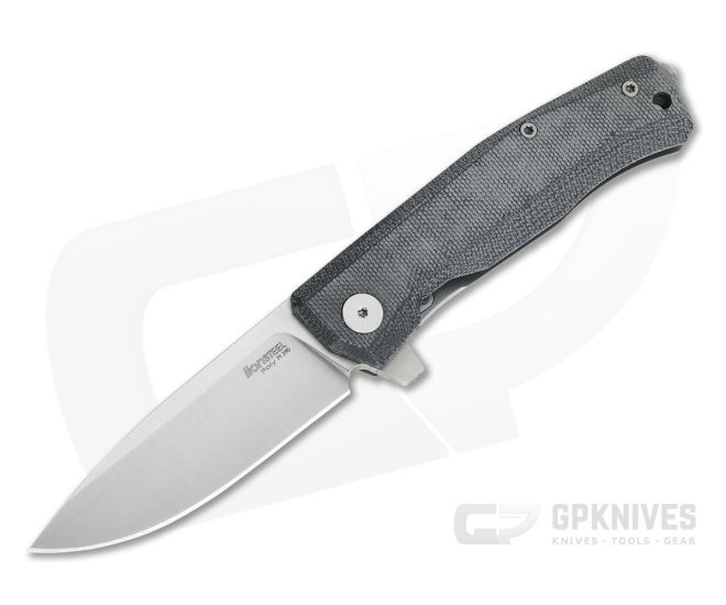 LionSteel Myto Satin M390 Black Canvas Micarta Titanium Frame Lock Flipper MT01-CVB - LS-MT01-CVB