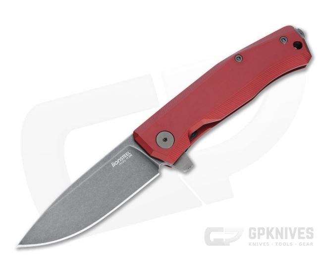 LionSteel Myto Black Stonewashed M390 Red Aluminum Frame Lock Flipper MT01A-RB - LS-MT01A-RB