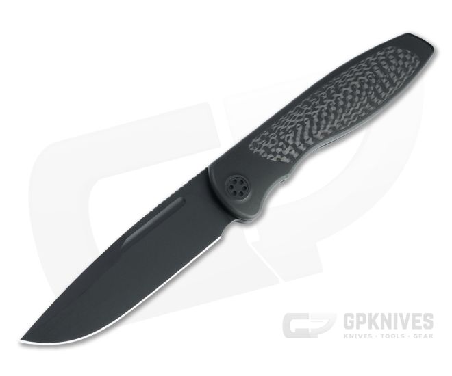 Sharp By Design Mini Tempest Drop Point Black PVD M390 Carbon Fiber PVD Front Flipper Knife - SBD-MTFF-07