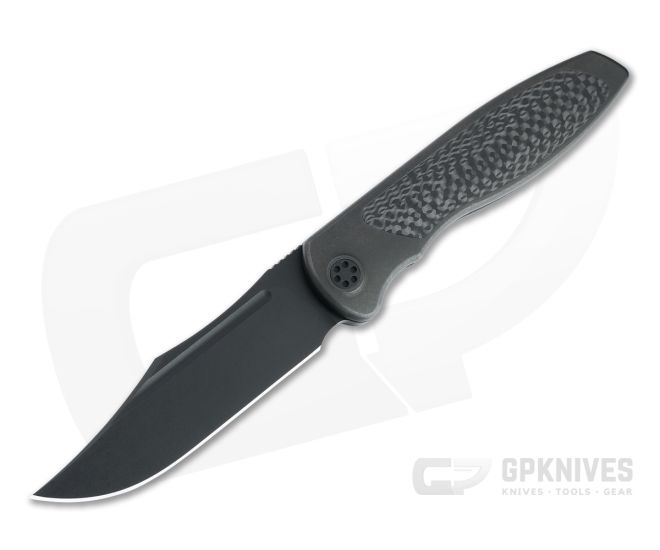 Sharp By Design Mini Tempest Bowie Black PVD M390 Carbon Fiber PVD Front Flipper Knife - SBD-MTFF-08