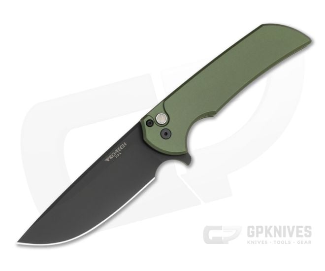Protech Mordax Green Anodized Aluminum MagnaCut DLC Black Button Lock Flipper (3.50" Blade) MX103-LTD GREEN - PT-MX103-LTD-GREEN