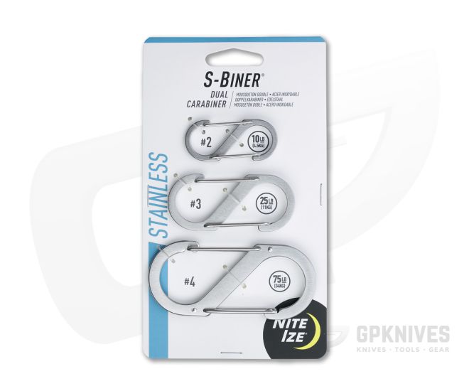 Nite Ize SlideLock S-Biner Stainless Steel Dual Carabiner Three Pack - NI-00984