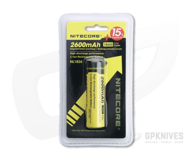 Nitecore 18650 High Discharge 3.7v Rechargeable 2600mAh Li-ion Battery NL1826 - NC-NL1826