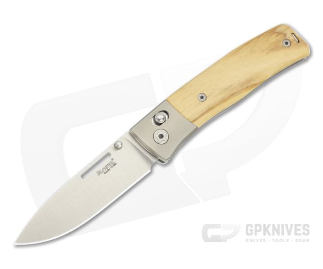 LionSteel NiNi Titanium Bolster Olive Wood M390 Crossbar Lock - LS-NN2-UL