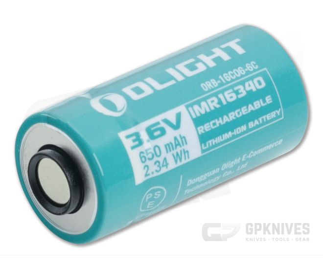 Olight 16C06-6C Customized IMR RCR123A 16340 650mAh Lithium Ion (Li-ion) Battery - OL-ORB-16C06-6C