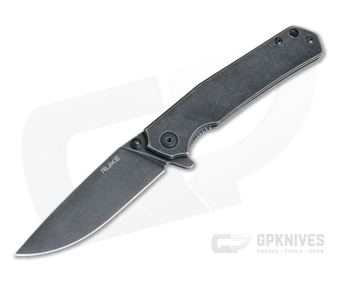 RUIKE P801-SB Black Stonewash 14c28n Stainless Steel Frame Lock Flipper - RU-P801-SB