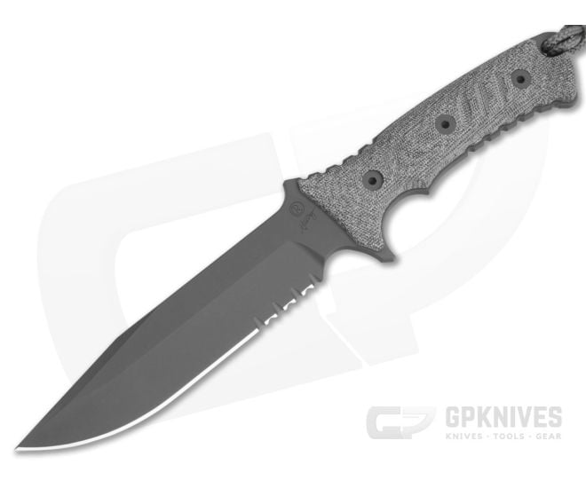 Chris Reeve Pacific Black Canvas Micarta Serrated MagnaCut Black Cerakote Fixed Blade Knife (6" Blade) PAC-1001 - CRK-PAC-1001