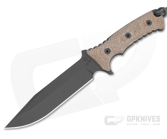 Chris Reeve Pacific Natural Canvas Micarta MagnaCut Black Cerakote Fixed Blade Knife (6" Blade) PAC-1011 - CRK-PAC-1011