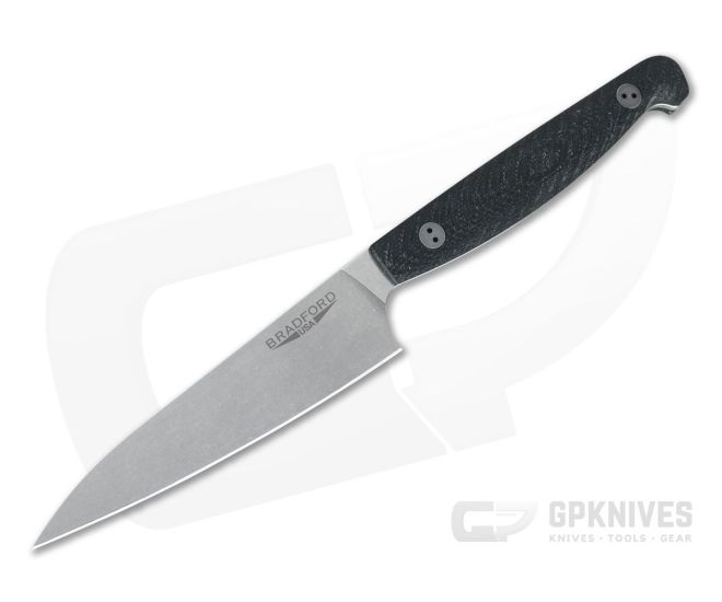 Bradford Knives Paring Knife Stonewashed AEB-L Micro Textured Black G10 Kitchen Knife - BK-PARING-SW-AEBL