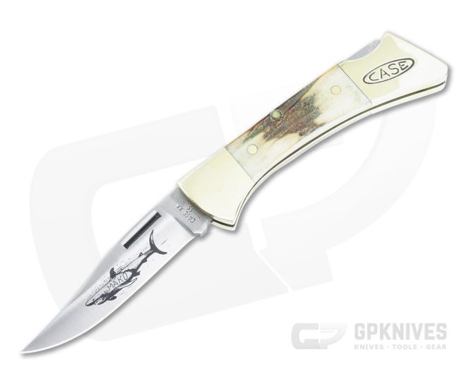 Case 1981 Mako Back Lock Stag Handles Satin Tru-Sharp Blade Pre-Owned - CA-PC003