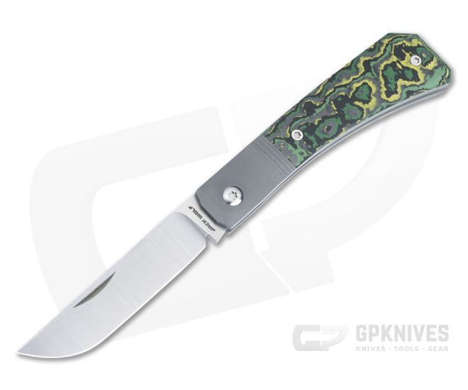 Jack Wolf Pioneer Jack Slip Joint Toxic Storm Fat Carbon Satin S90V Drop Point PIONE-01-FC-TOXIC - JWK-PIONE-01-FC-TOXIC