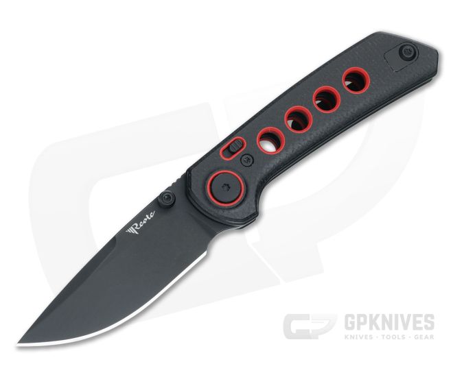 Reate PL-XT Pivot Lock Black Micarta Red Inlay Black PVD Nitro-V - RK-PL-XT-BLK-RED-PVD