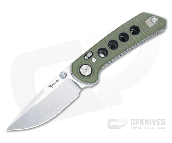 Reate PL-XT Pivot Lock Green Micarta Stonewashed Nitro-V - RK-PL-XT-GRN-SW