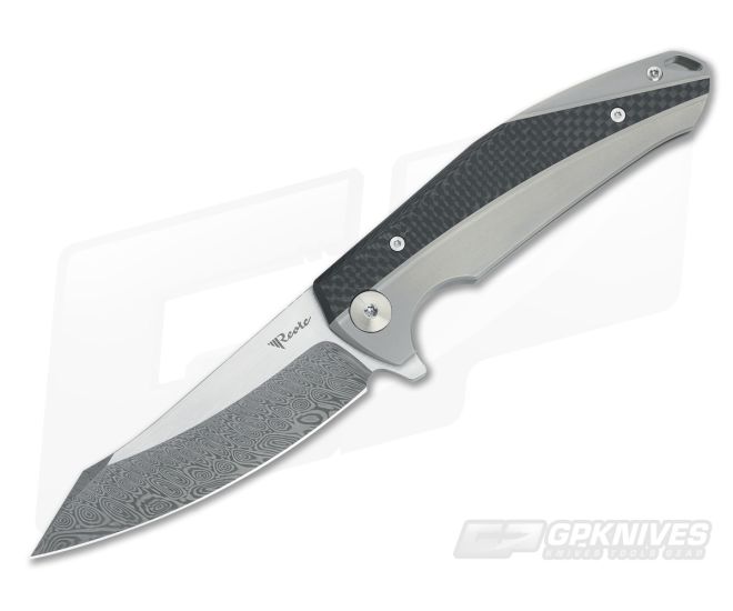 Reate Prototype Frame Lock Flipper Carbon Fiber & Damascus - RK-PROTO-003