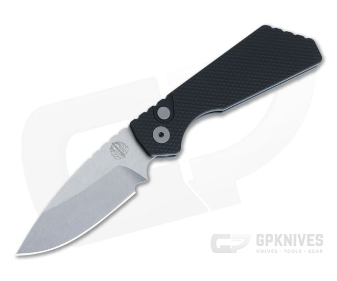 Protech Strider PT Plus Automatic Textured Black Aluminum Handle Stonewashed MagnaCut Drop Point PT205 - PT-PT205