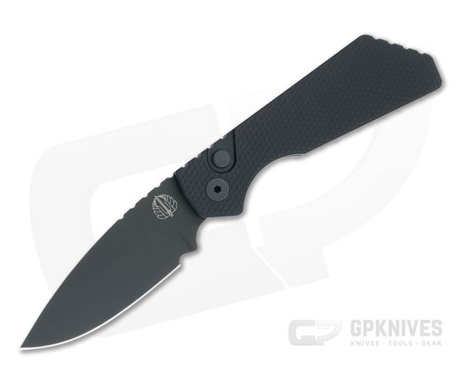 Protech PT Plus Automatic Textured Black Aluminum Handles Black DLC MagnaCut Drop Point PT207 - PT-PT207