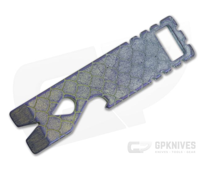 Qerim 37 V2 Worker Titanium Pry Tool Stonewashed Dragon Scale Engraved Anodized 011 - QRM-011