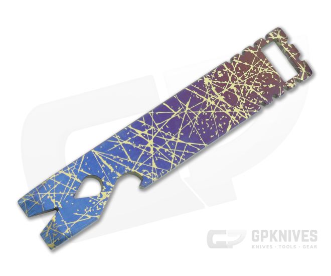 Qerim 37 V4 Worker Titanium Pry Tool Splatter Engraved Satin Gradient Anodized 014 - QRM-014
