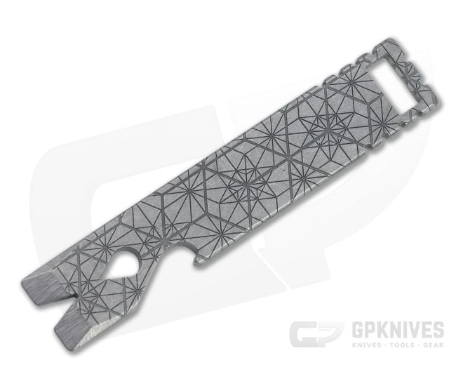 Qerim 37 V4 Worker Titanium Pry Tool Stonewashed Geometric Engraved 018 - QRM-018