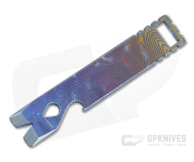 Qerim 37 V4 Worker Titanium Pry Tool Gradient Anodized Fingerprint Engraved 021 - QRM-021