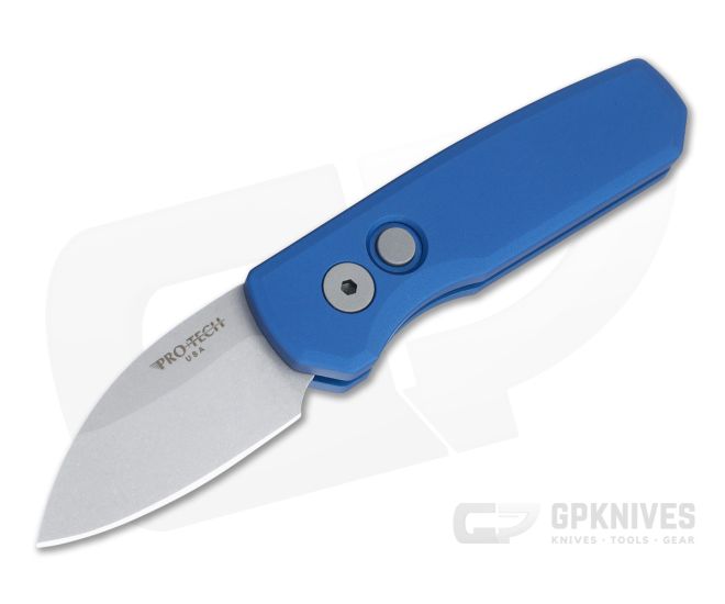 Protech Runt 5 Wharncliffe Stonewashed 20CV Smooth Blue Aluminum Automatic R5101-BLUE - PT-R5101-BLUE