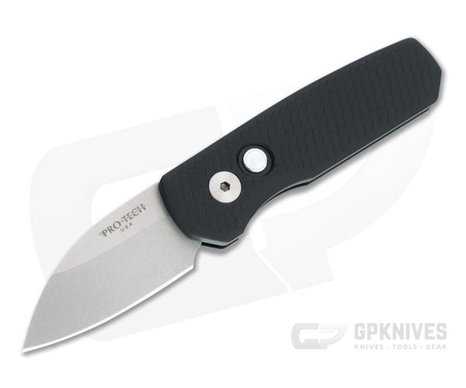 Protech Runt 5 Wharncliffe Stonewashed 20CV Dragon Scale Black Aluminum Automatic R5130 - PT-R5130