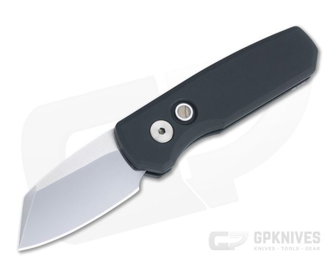 Protech Runt 5 Reverse Tanto Hand Ground Mirror CPM-20CV Black Smooth Aluminum Automatic R5204 - PT-R5204