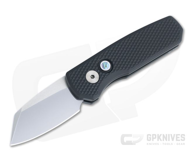 Protech Runt 5 Reverse Tanto Hand Ground Mirror CPM-20CV Black Textured Aluminum Automatic R5208 - PT-R5208