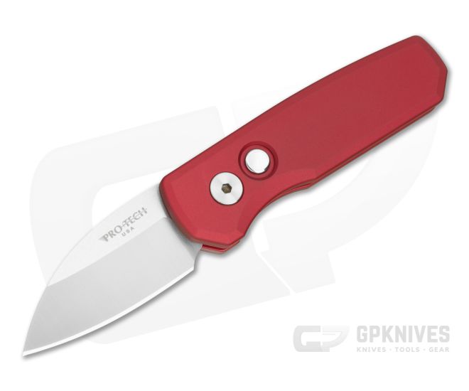 Protech Runt 5 Auto Red Handle Satin Magnacut Wharncliffe - PT-R5300-LTD-RED