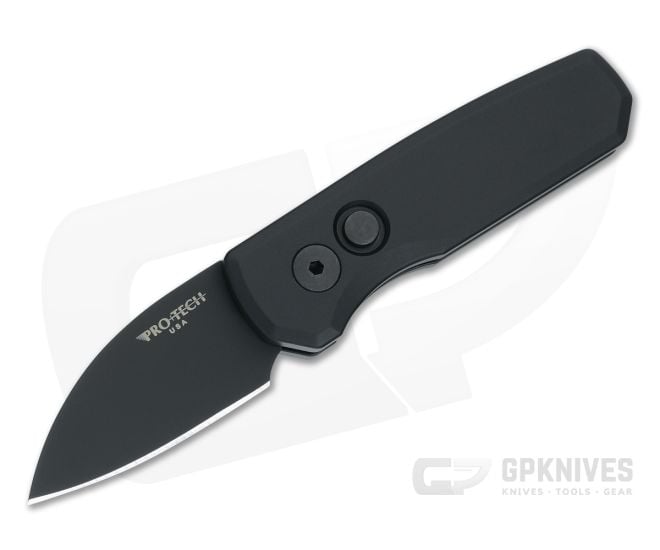 Protech Runt 5 Auto Black Handle Black DLC Wharncliffe - PT-R5303