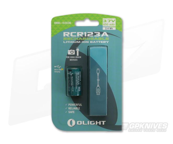 Olight RCR123A Li-ion Rechargeable Battery 650mAh Micro USB Rechargeable ORBC-163C06 - OL-RCR123A