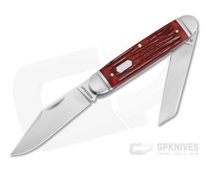 RoseCraft Briarpatch Jack Red Jigged Bone 14C28N Stainless Two-Blade Pocket Knife (4.00" Closed) RCT012-RJB - RCB-RCT012-RJB