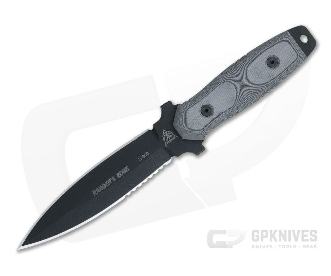 TOPS Ranger's Edge Dagger Black 1095 Black Linen Micarta Double Edge Fixed Blade RE3010 - TP-RE3010