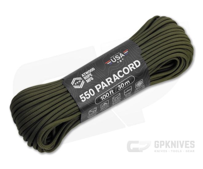 Atwood Rope 550 Paracord Olive Drab (100 Feet) RG023H - AWR-RG023H