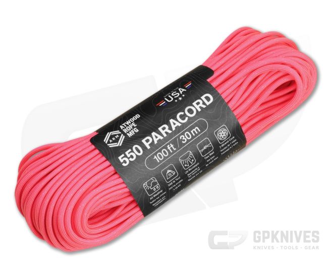Atwood Rope 550 Paracord Pink 100 Feet - AWR-RG1016H