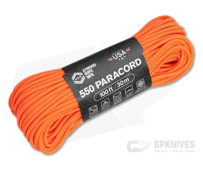 Atwood Rope 550 Paracord Neon Orange (100 Feet) RG105H - AWR-RG105H