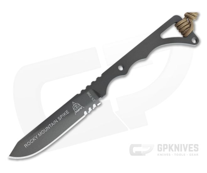 TOPS Rocky Mountain Spike Sandstorm Bronze 1095 Skeletonized Fixed Blade Knife RMS-01 - TP-RMS-01