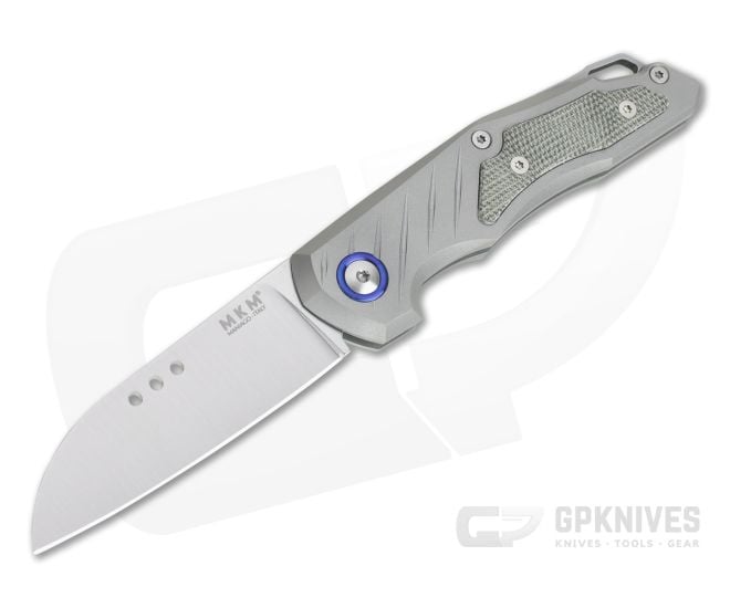 MKM Mikita Root Anso M390 Green Canvas Micarta Inlaid Titanium Slip Joint Folder RT-GCT - MKM-RT-GCT