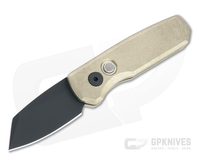 Protech Runt 5 Prototype Reverse Tanto Hand Ground Black DLC CPM-20CV Aluminum Bronze Automatic - PT-RUNT-5-PROTO